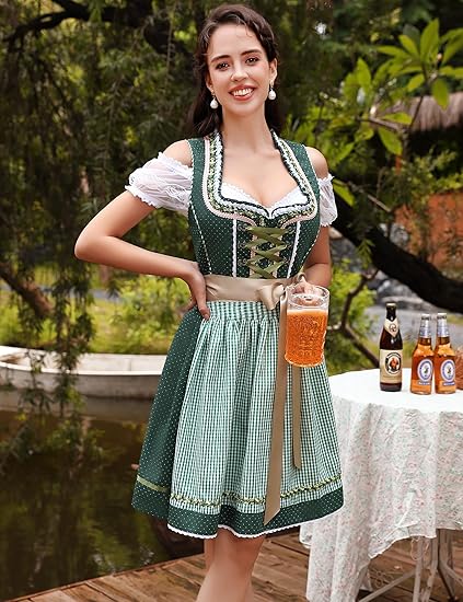 Oktoberfest 3-teiliges Dirndl mit Schürze & Bluse 8