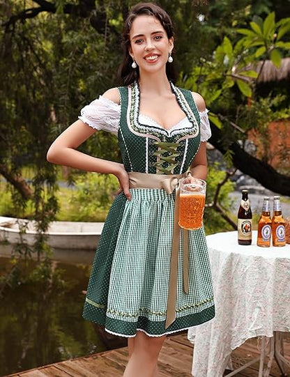 Oktoberfest 3-teiliges Dirndl mit Schürze & Bluse 8