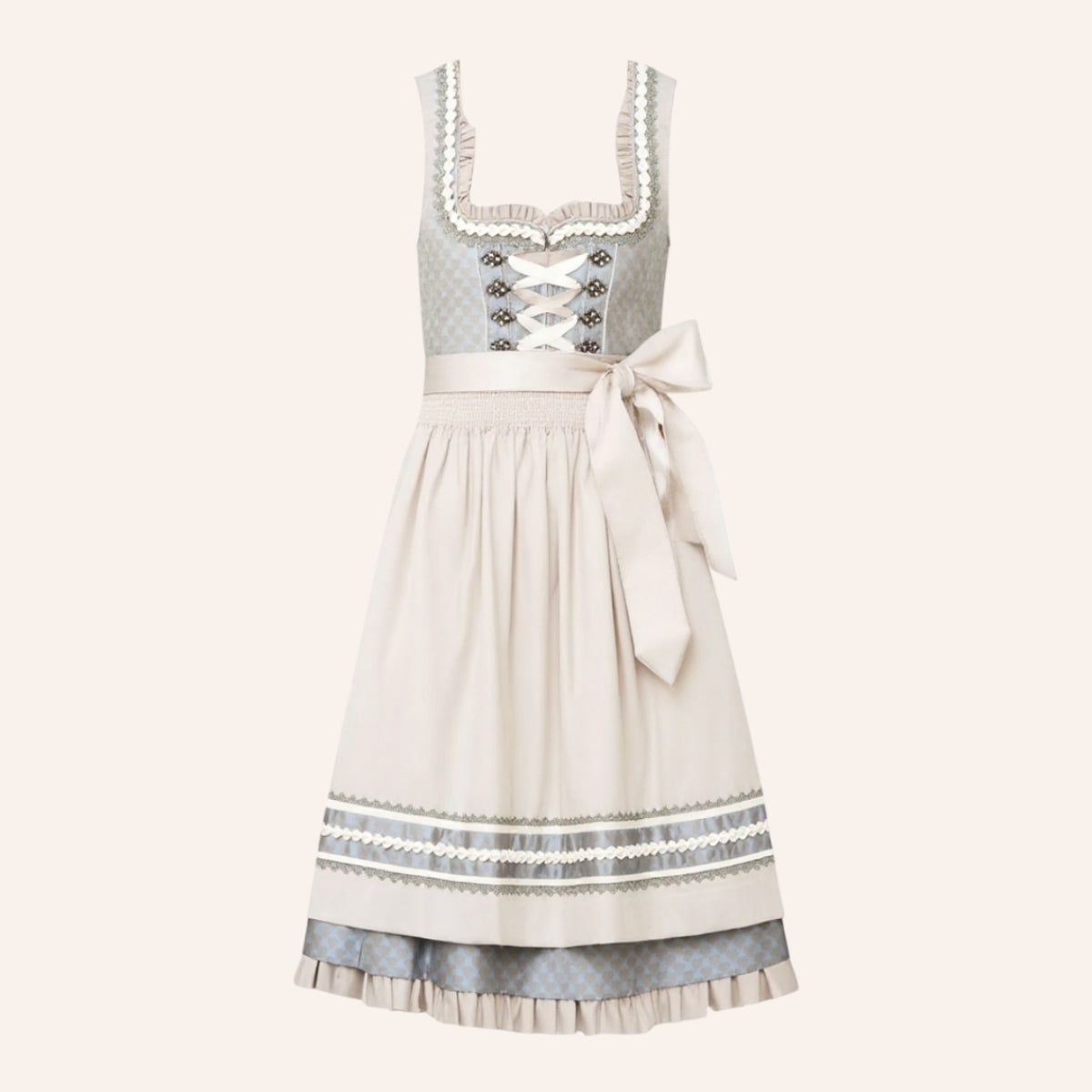 Oktoberfest Apricot Elegantes Dirndlkleid mit Schürze 2