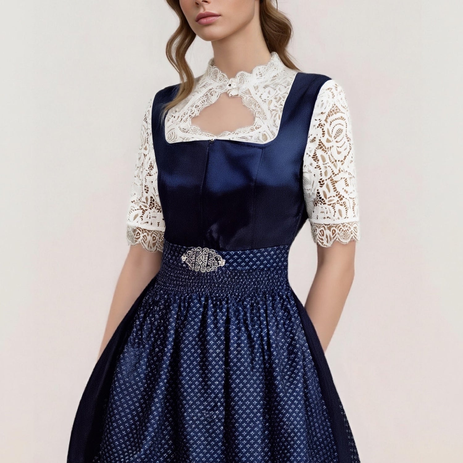 Oktoberfest Bayerisches Dirndlkleid mit Schürze und Spitzenbluse 0
