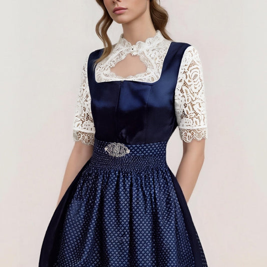 Oktoberfest Bayerisches Dirndlkleid mit Schürze und Spitzenbluse 0