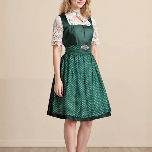 Oktoberfest Bayerisches Dirndlkleid mit Schürze und Spitzenbluse 0