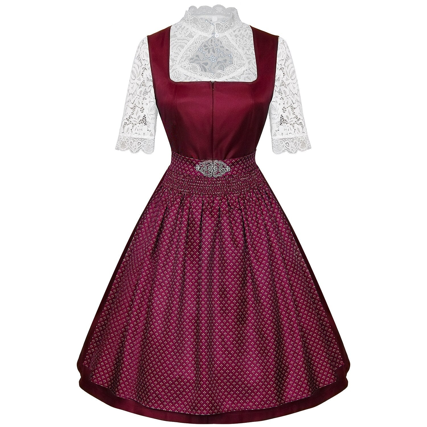 Oktoberfest Bayerisches Dirndlkleid mit Schürze und Spitzenbluse 10