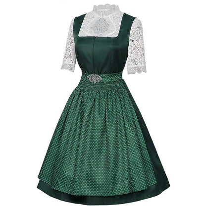Oktoberfest Bayerisches Dirndlkleid mit Schürze und Spitzenbluse 2