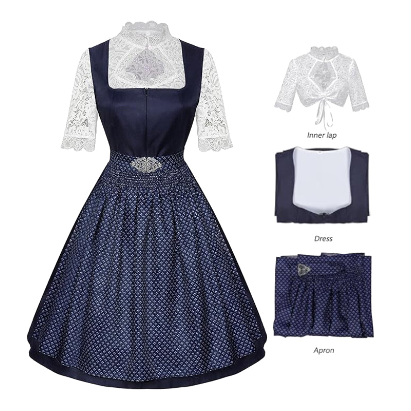 Oktoberfest Bayerisches Dirndlkleid mit Schürze und Spitzenbluse 6