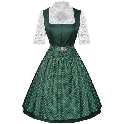 Oktoberfest Bayerisches Dirndlkleid mit Schürze und Spitzenbluse 7