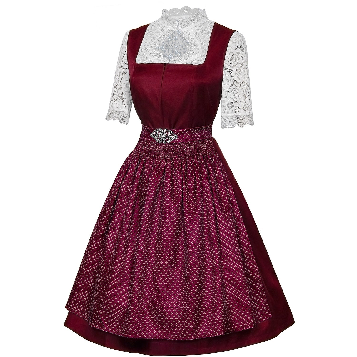 Oktoberfest Bayerisches Dirndlkleid mit Schürze und Spitzenbluse 9