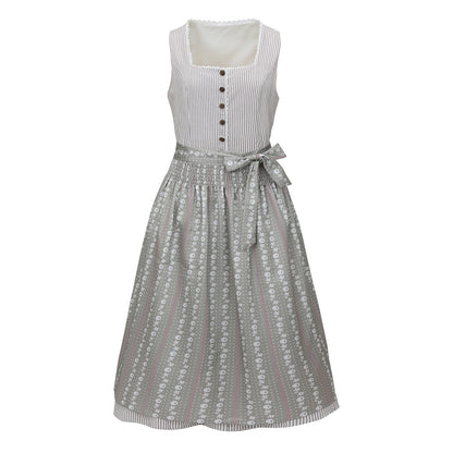 Oktoberfest Beige Retro Dirndl Kleid mit Schürze 0