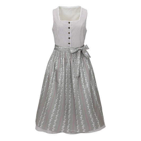 Oktoberfest Beige Retro Dirndl Kleid mit Schürze 0