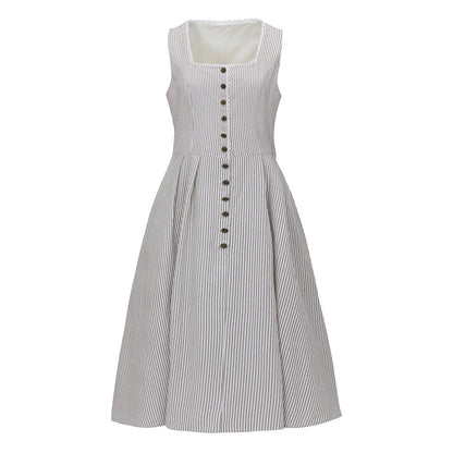 Oktoberfest Beige Retro Dirndl Kleid mit Schürze 2