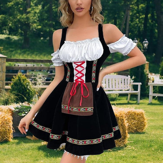 Oktoberfest Bier Kostüm Kleid Dirndl Schürze Set 0