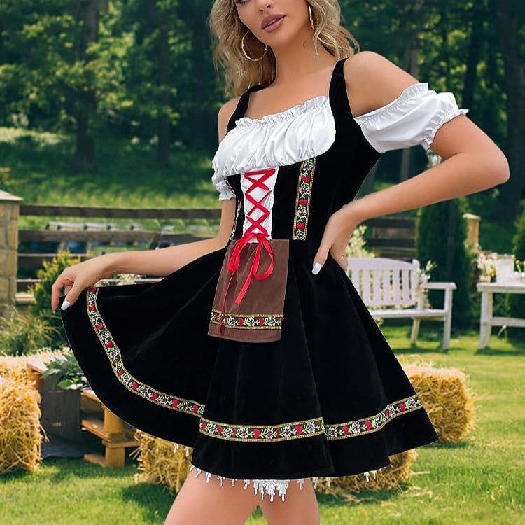Oktoberfest Bier Kostüm Kleid Dirndl Schürze Set 3