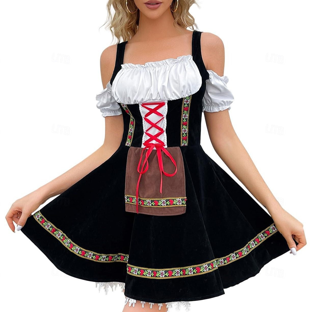 Oktoberfest Bier Kostüm Kleid Dirndl Schürze Set 5