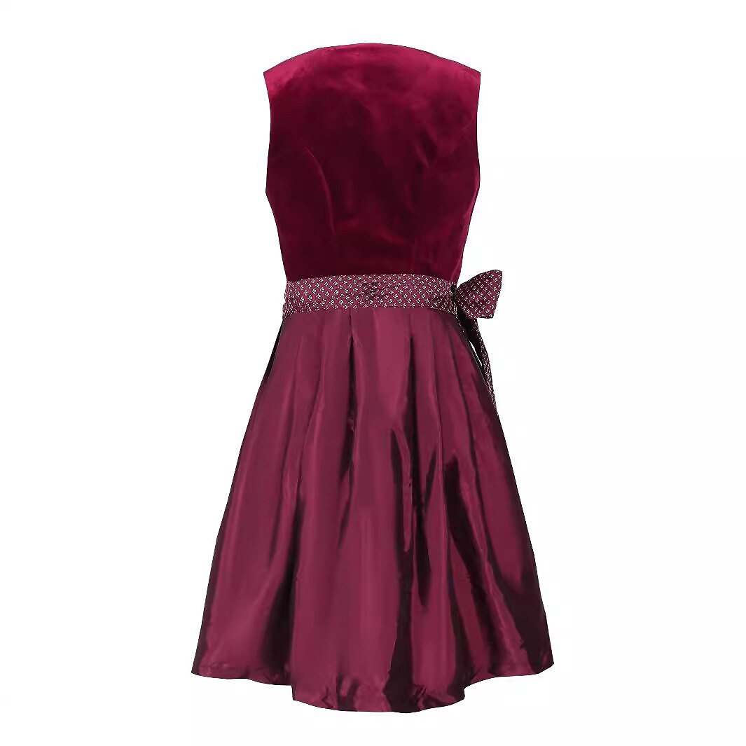Oktoberfest Burgunderrotes traditionelles Dirndlkleid mit Schürze 2