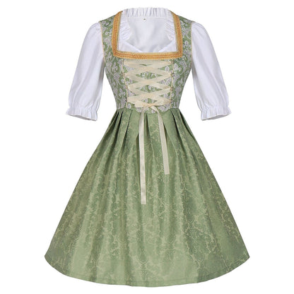 Oktoberfest Champagner Gold Dirndl Kleid mit Schürze und Bluse 0