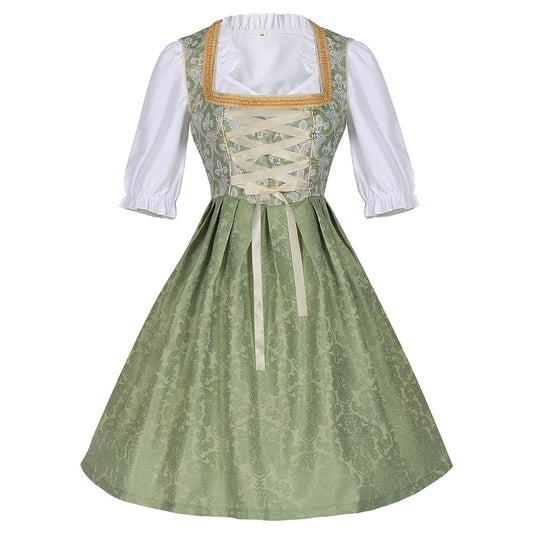 Oktoberfest Champagner Gold Dirndl Kleid mit Schürze und Bluse 0
