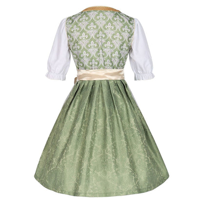 Oktoberfest Champagner Gold Dirndl Kleid mit Schürze und Bluse 2