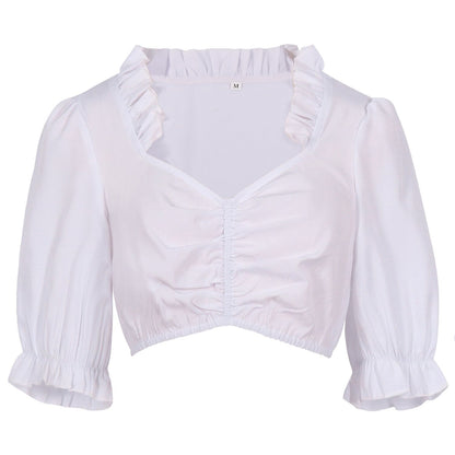 Oktoberfest Champagner Gold Dirndl Kleid mit Schürze und Bluse 3