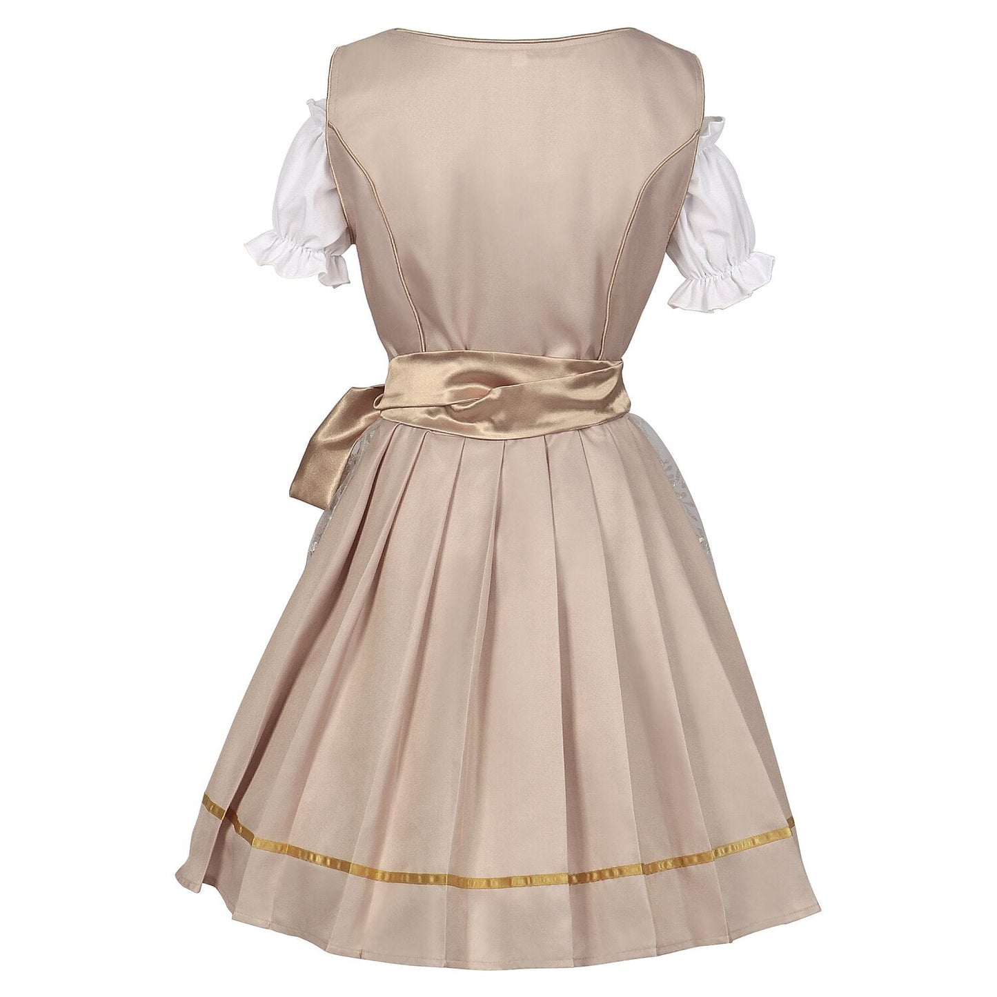 Oktoberfest Champagner Gold Dirndl Kleid mit Schürze und Bluse 6
