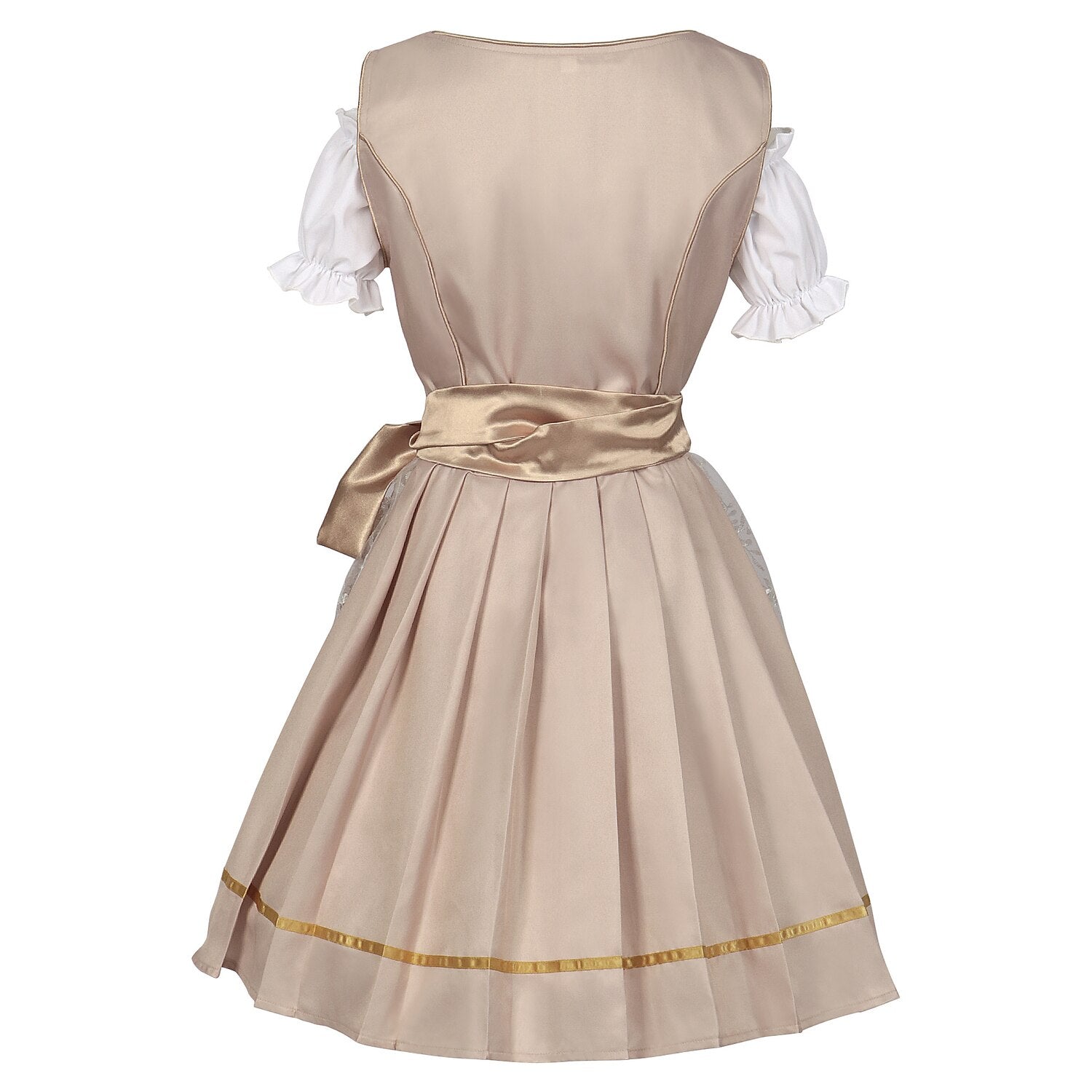 Oktoberfest Champagner Gold Dirndl Kleid mit Schürze und Bluse 6