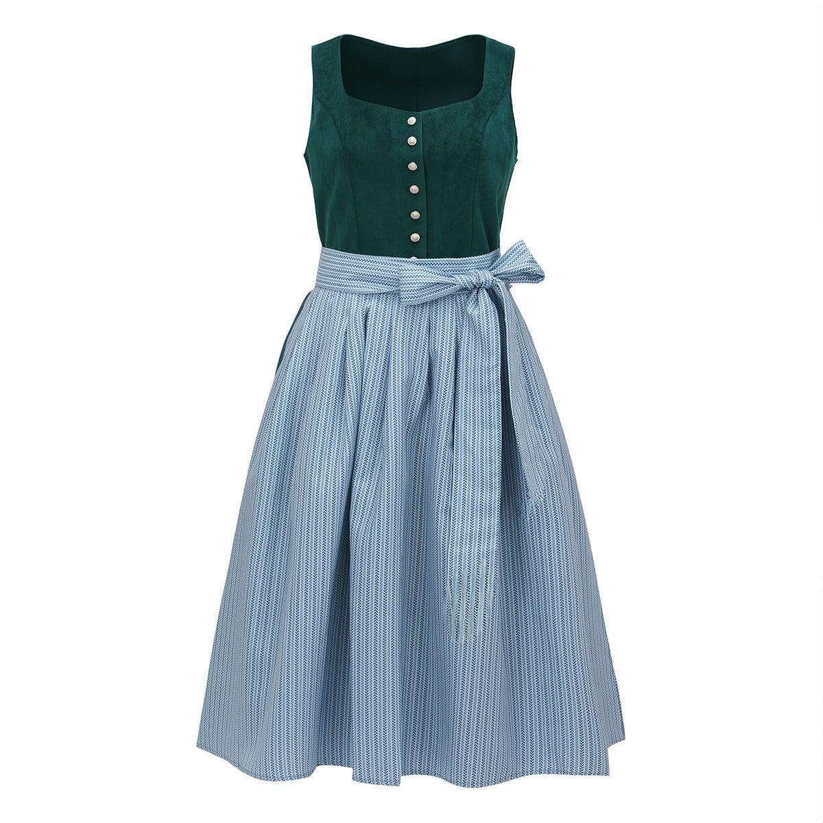 Oktoberfest Damen Dirndl Dunkelgrün mit Schürze 0