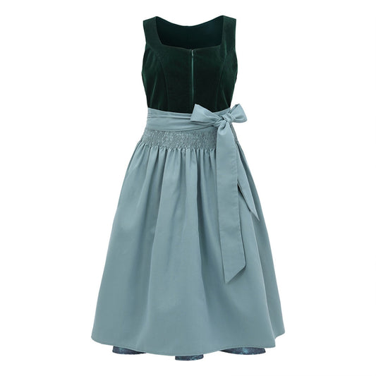 Oktoberfest Damen Dirndl Dunkelgrün mit Schürze 0