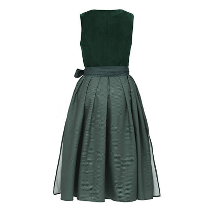 Oktoberfest Damen Dirndl Dunkelgrün mit Schürze 3