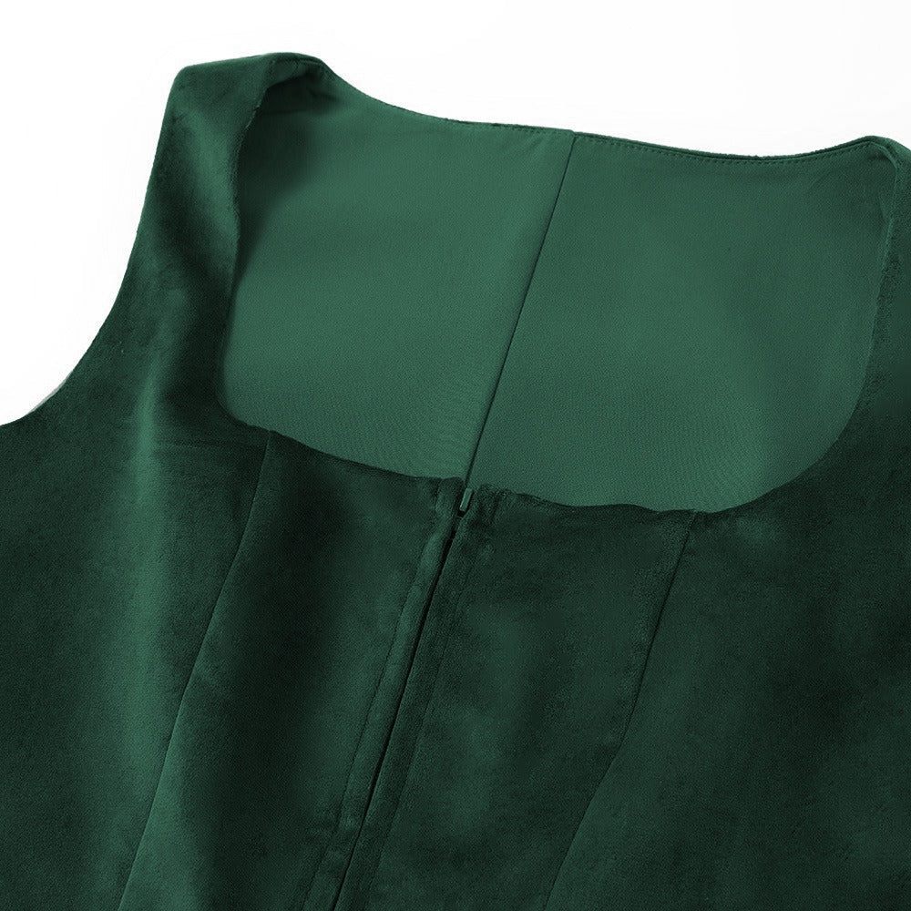 Oktoberfest Damen Dirndl Dunkelgrün mit Schürze 8