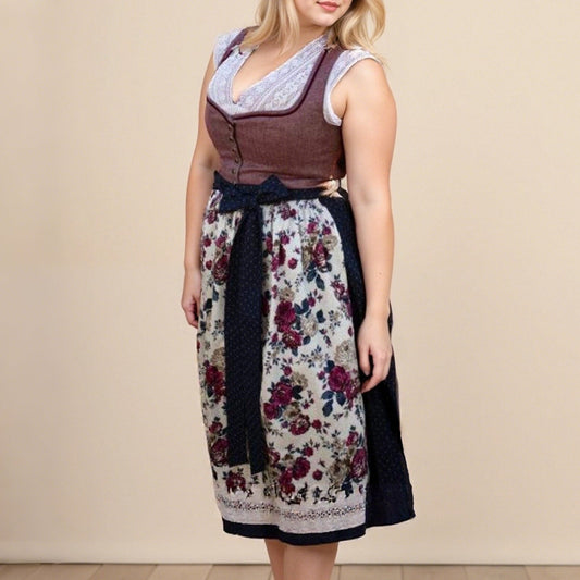 Oktoberfest Damen Rosa Dirndlkleid mit gepunkteter Schürze 0