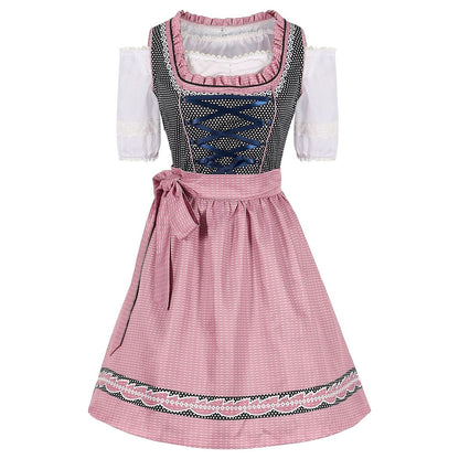 Oktoberfest Dirndl mit Punkten und rosa Schürze 0