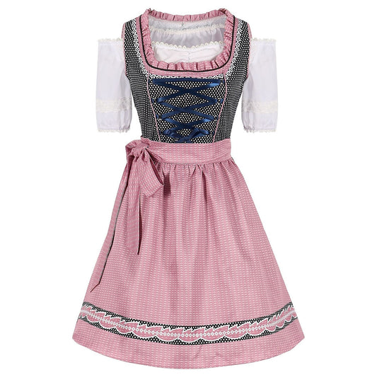 Oktoberfest Dirndl mit Punkten und rosa Schürze 0