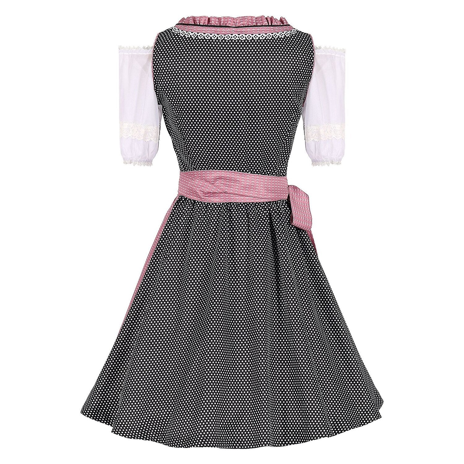 Oktoberfest Dirndl mit Punkten und rosa Schürze 1