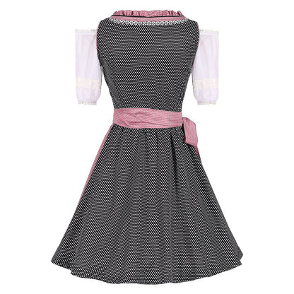 Oktoberfest Dirndl mit Punkten und rosa Schürze 1