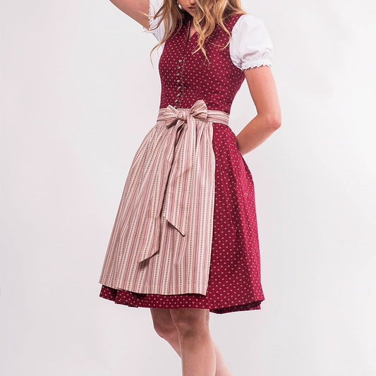 Oktoberfest Dirndl mit roten Punkten und Schürze 0