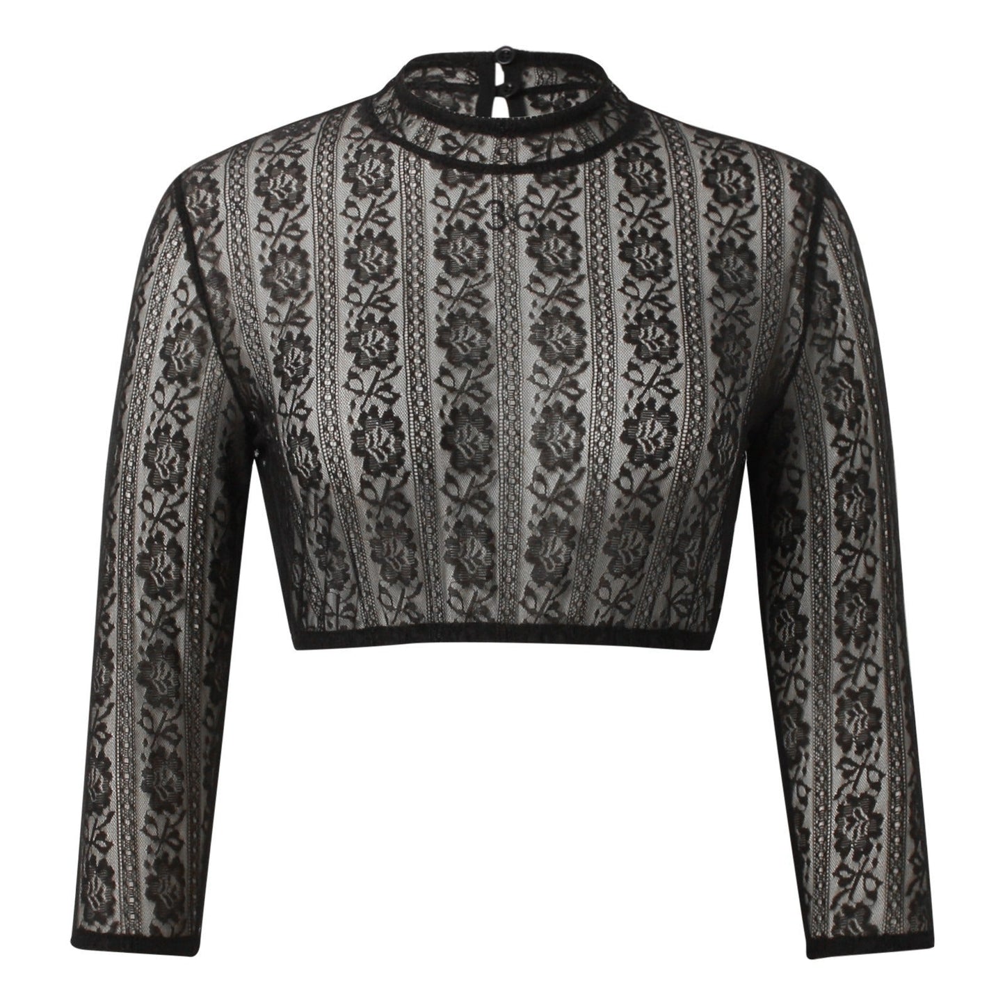 Oktoberfest Dirndlbluse mit Spitze, bayerisches Oberteil - Schwarz 2