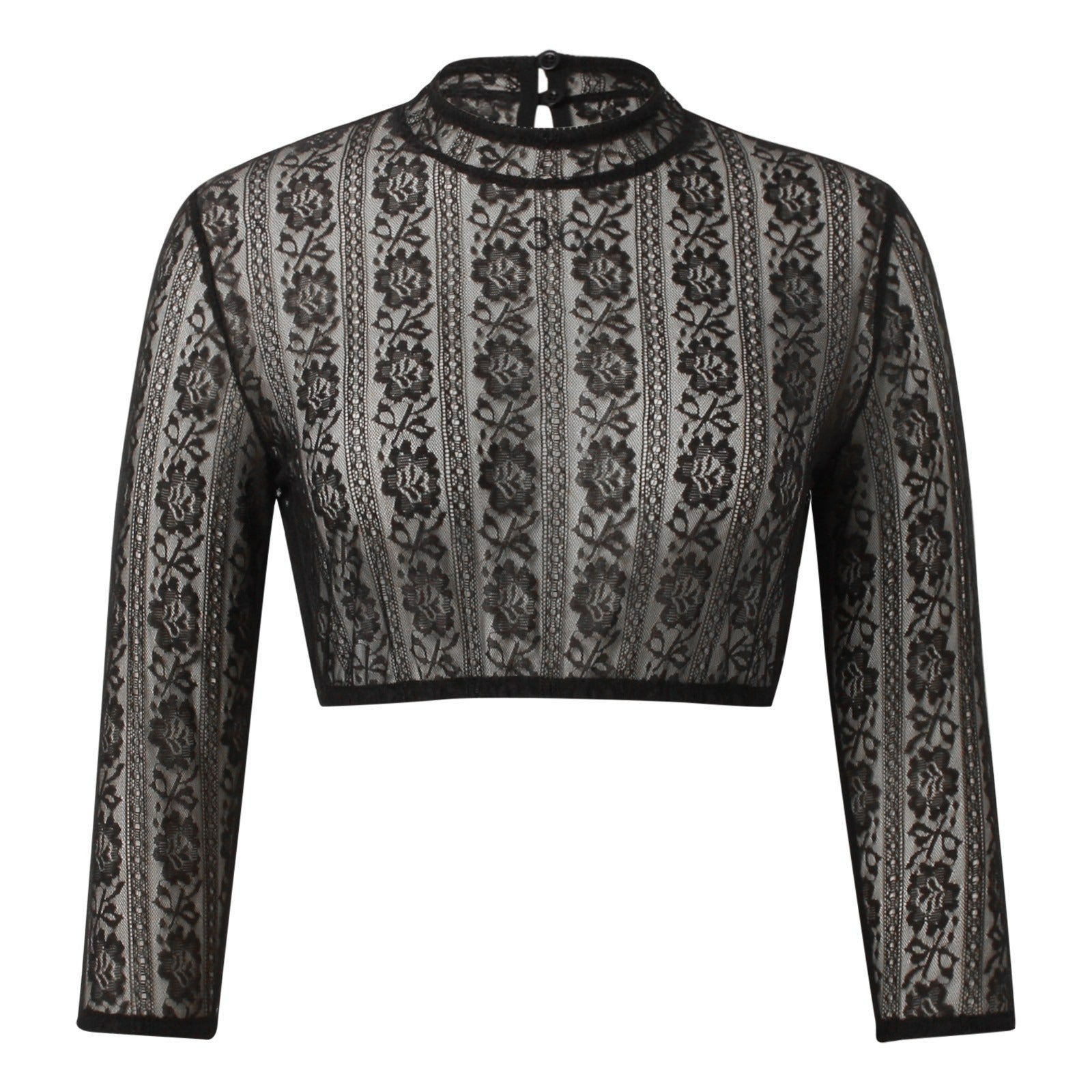 Oktoberfest Dirndlbluse mit Spitze, bayerisches Oberteil - Schwarz 2