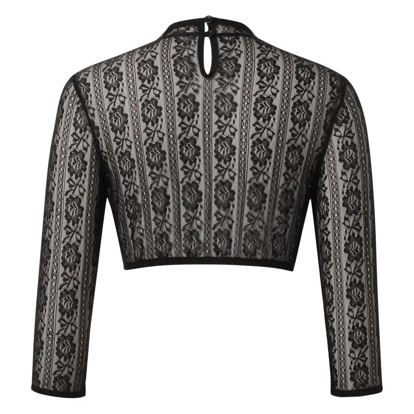Oktoberfest Dirndlbluse mit Spitze, bayerisches Oberteil - Schwarz 3