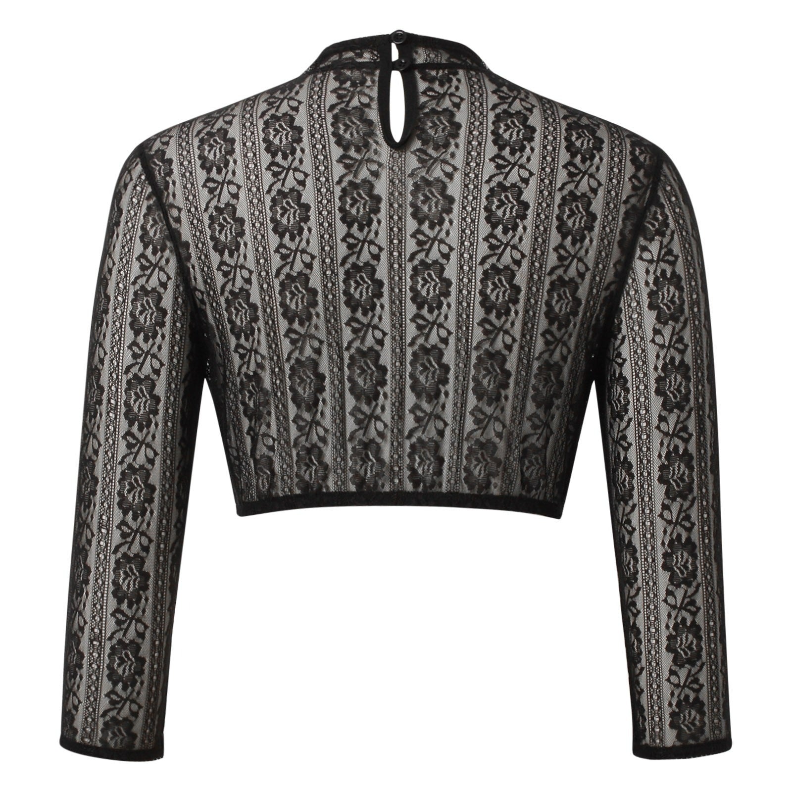 Oktoberfest Dirndlbluse mit Spitze, bayerisches Oberteil - Schwarz 3