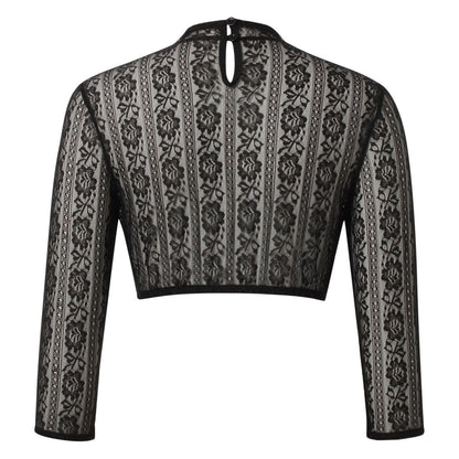 Oktoberfest Dirndlbluse mit Spitze, bayerisches Oberteil - Schwarz 3