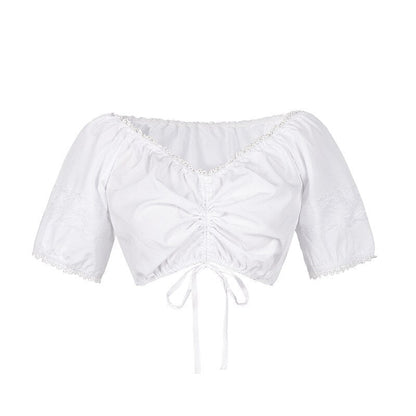 Oktoberfest Dirndlkleid mit rosa Blumenmuster, Schürze und Bluse 5