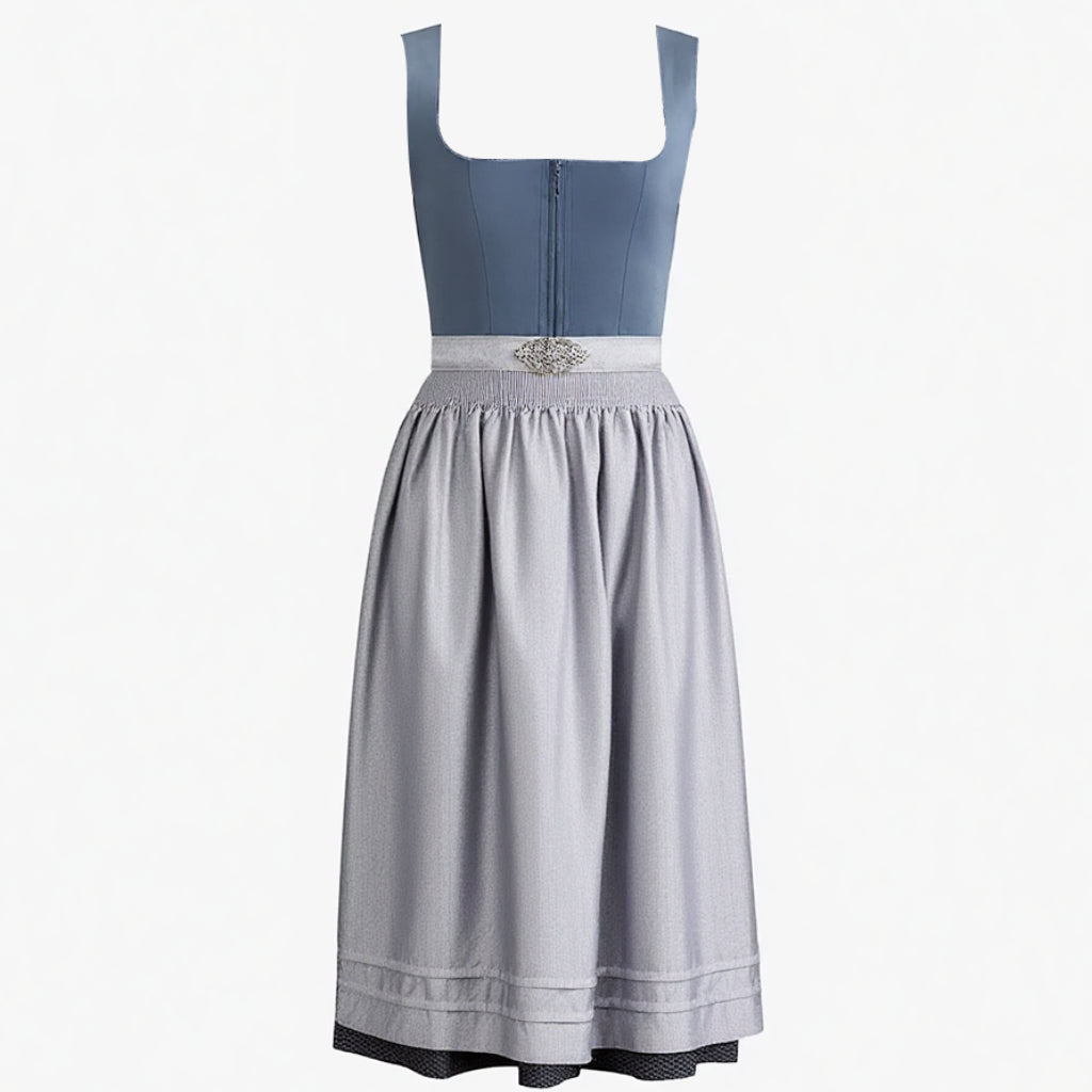 Oktoberfest Dunkelblaues klassisches Dirndlkleid mit Schürze 2