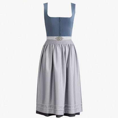 Oktoberfest Dunkelblaues klassisches Dirndlkleid mit Schürze 2