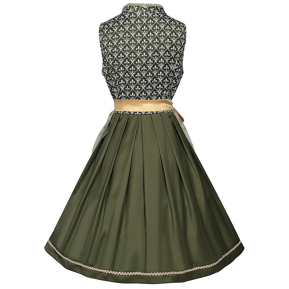 Oktoberfest Grünes besticktes Dirndlkleid mit Schürze 1