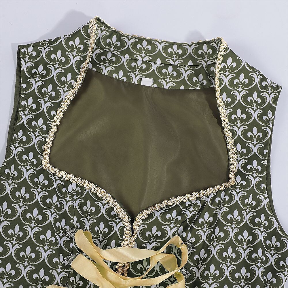 Oktoberfest Grünes besticktes Dirndlkleid mit Schürze 4