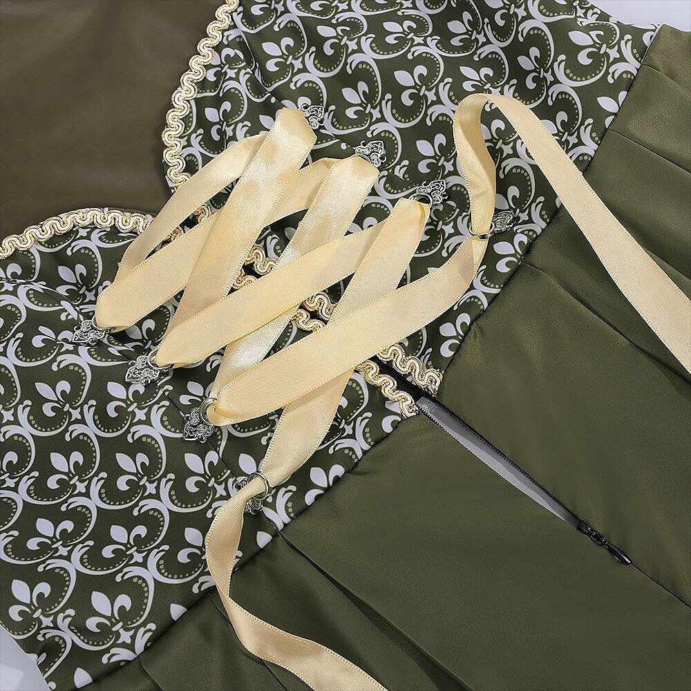 Oktoberfest Grünes besticktes Dirndlkleid mit Schürze 8