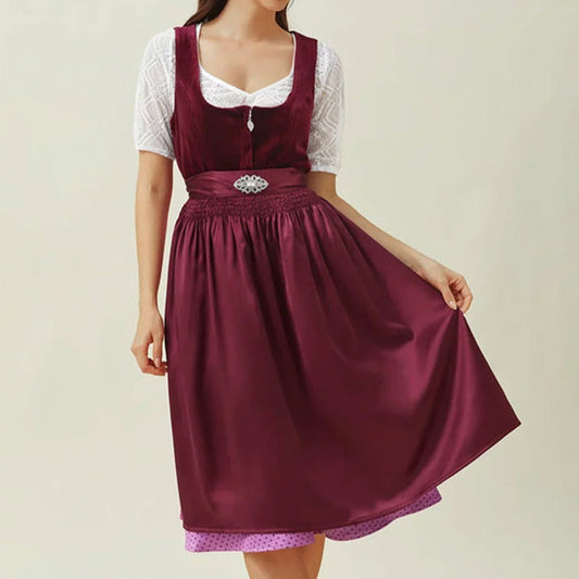 Oktoberfest Lila Elegantes Dirndlkleid mit Schürze 0