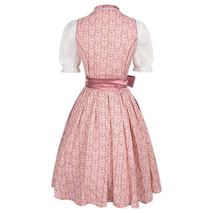 Oktoberfest Rosa Dirndlkleid mit bestickter Schürze und Bluse 1