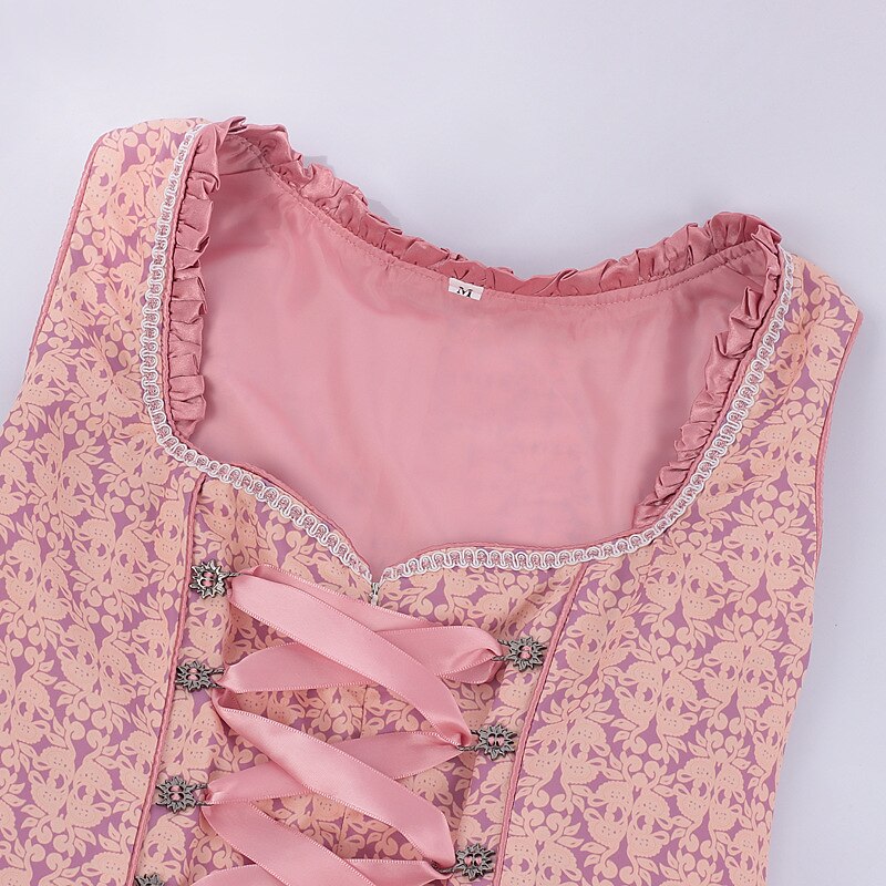 Oktoberfest Rosa Dirndlkleid mit bestickter Schürze und Bluse 4