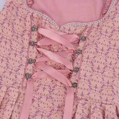 Oktoberfest Rosa Dirndlkleid mit bestickter Schürze und Bluse 5
