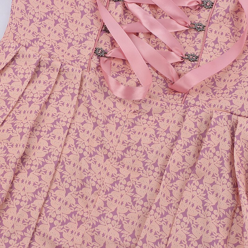 Oktoberfest Rosa Dirndlkleid mit bestickter Schürze und Bluse 6